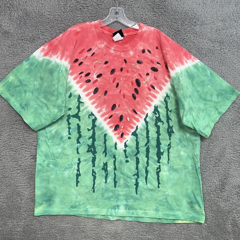 VTG Liquid‎ Blue T Shirt Men's 2XL XXL 2000s Watermelon AOP Tie-Dye Tee Made USA
